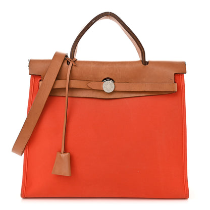 Hermes Vache Hunter Toile Herbag Zip 31 PM Capucine Fauve 3 of 14