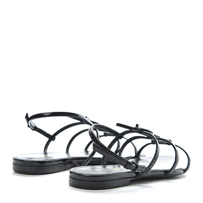 Saint Laurent Patent Calfskin Cassandra Monogram Sandals 36.5 Black 4 of 8