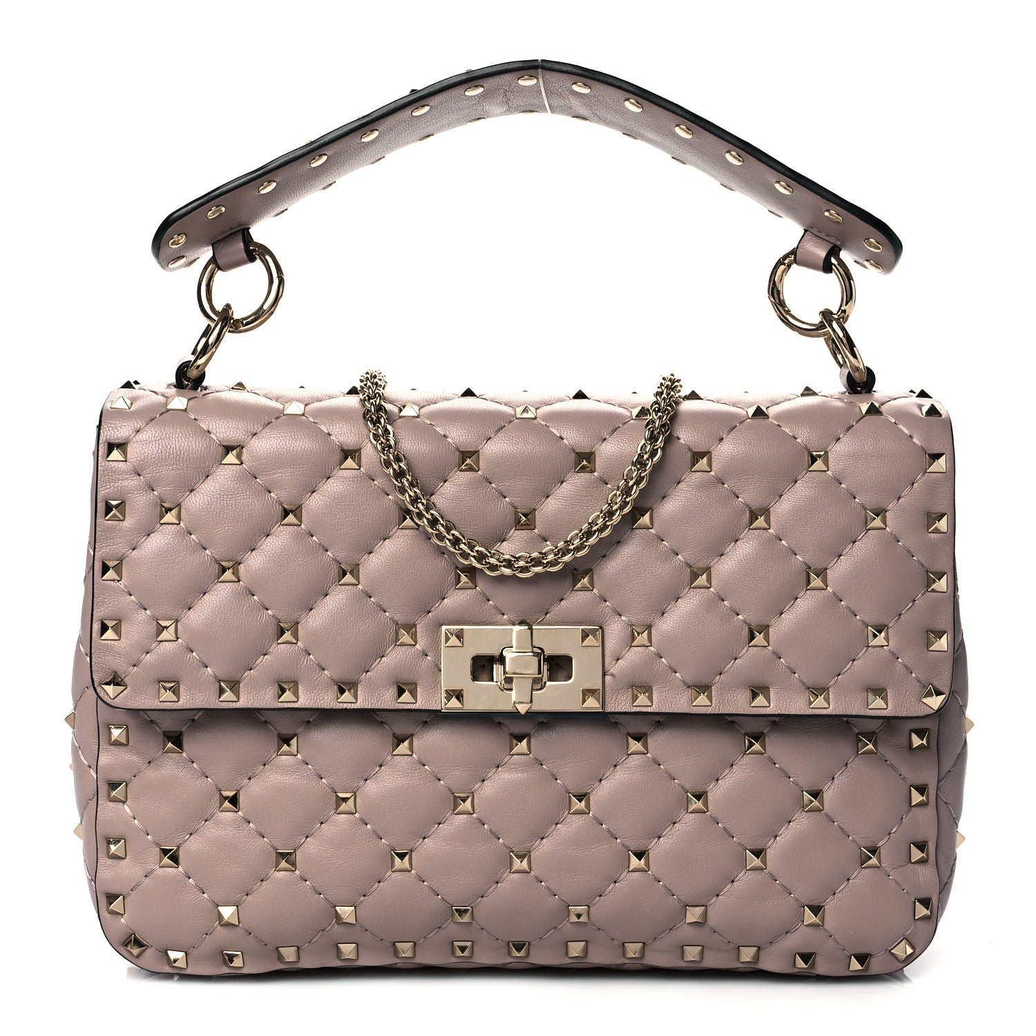 Valentino Garavani Lambskin Medium Rockstud Spike Shoulder Bag Poudre 1 of 9