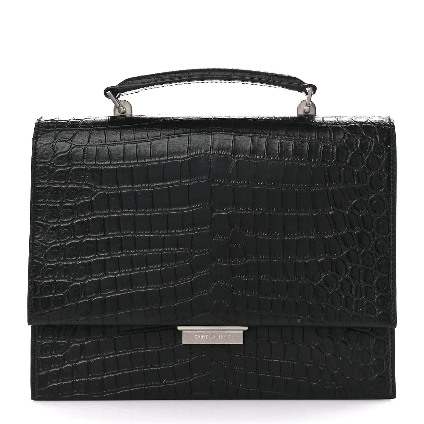 Calfskin Crocodile Embossed Medium Babylone Black