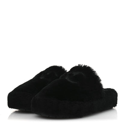 Chanel Shearling CC Flat Mules 40 Black 4 of 10