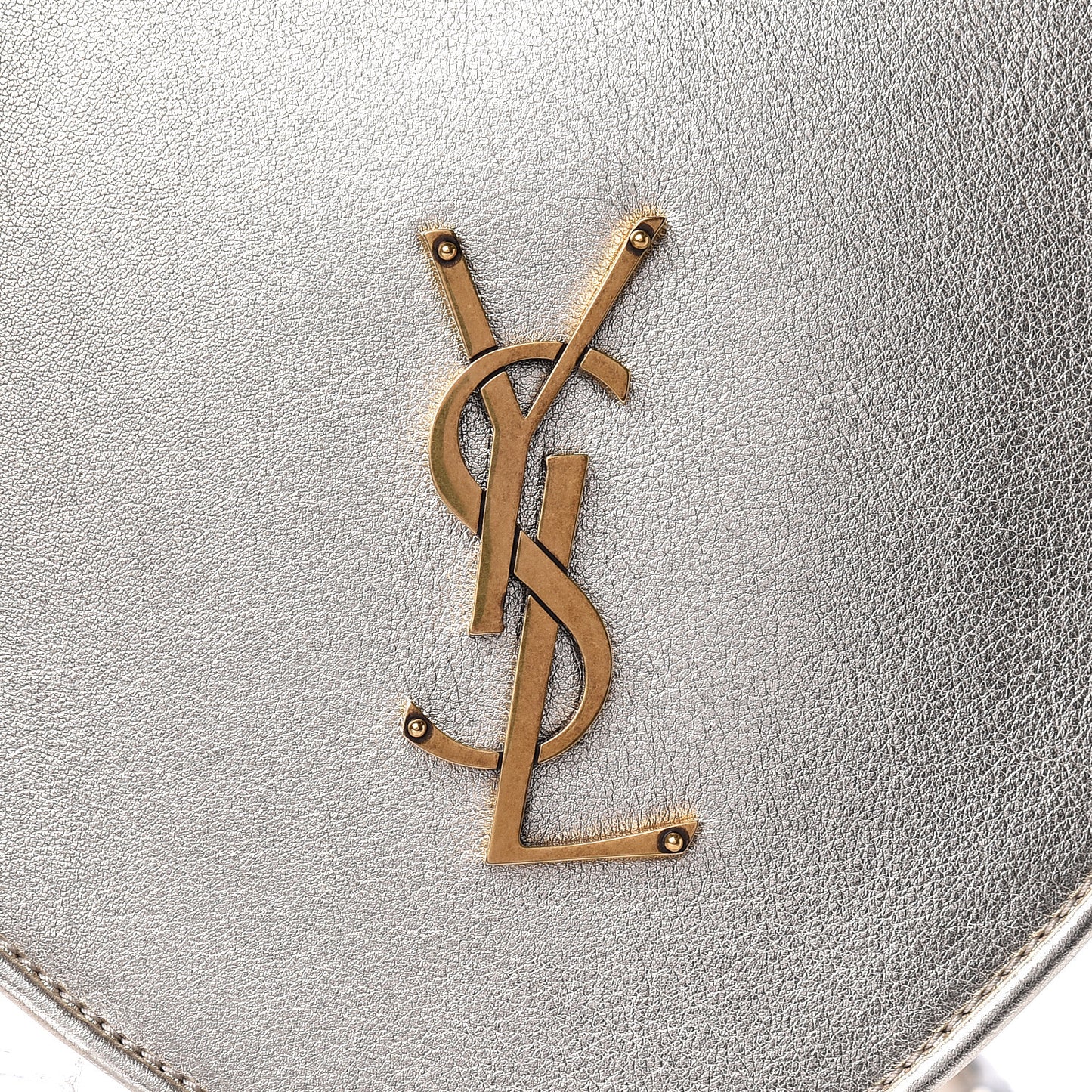 Metallic Calfskin Heart Monogram Crossbody Silver