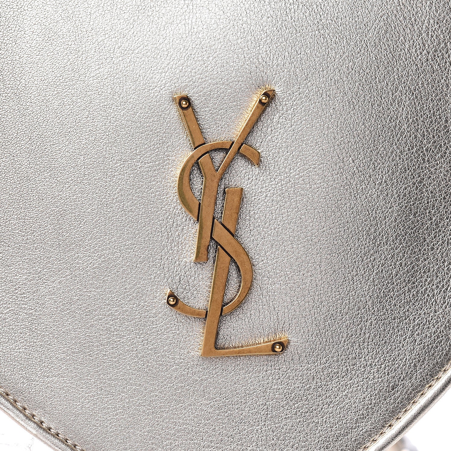 Saint Laurent Metallic Calfskin Heart Monogram Crossbody Silver 7 of 9