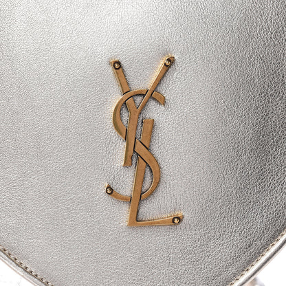 Saint Laurent Metallic Calfskin Heart Monogram Crossbody Silver 7 of 9