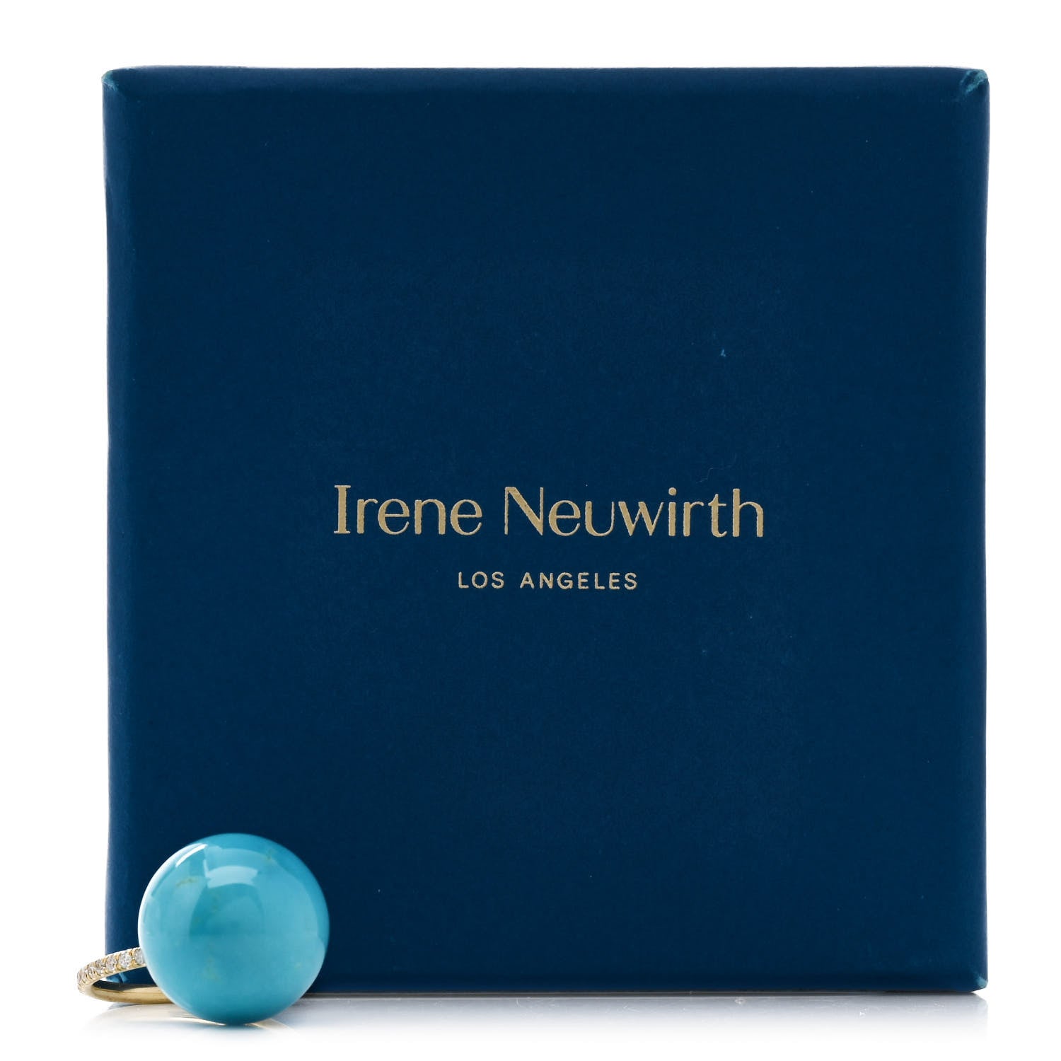 Irene Neuwirth 18K Yellow Gold Diamond Turquoise Large Gumball Ring 54 7 7 of 7