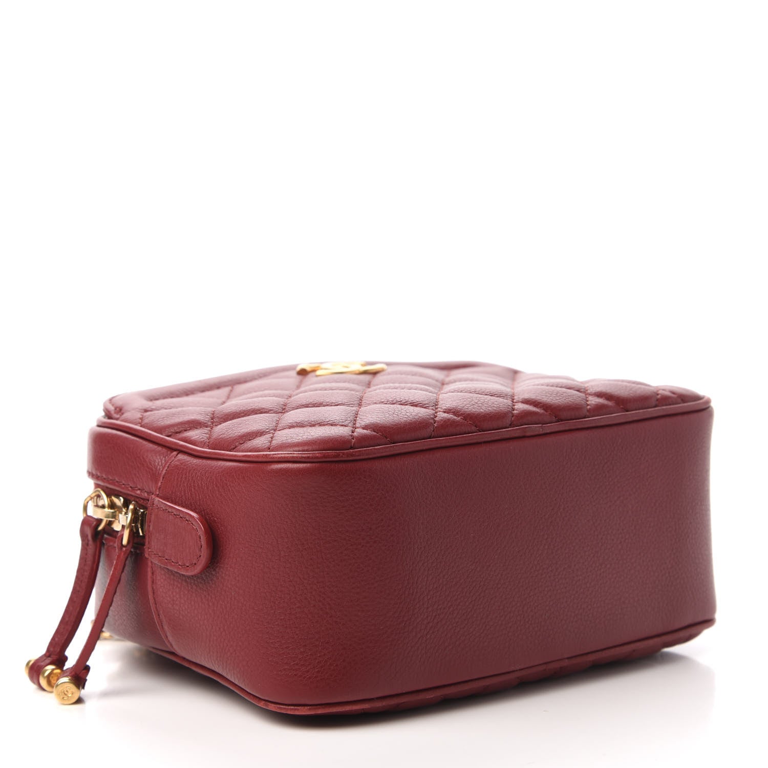 Chanel Calfskin Quilted CC Small Vanity Case Dark Red 4 of 10