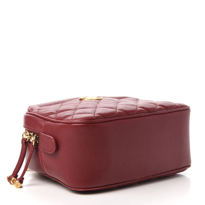 Chanel Calfskin Quilted CC Small Vanity Case Dark Red 4 of 10