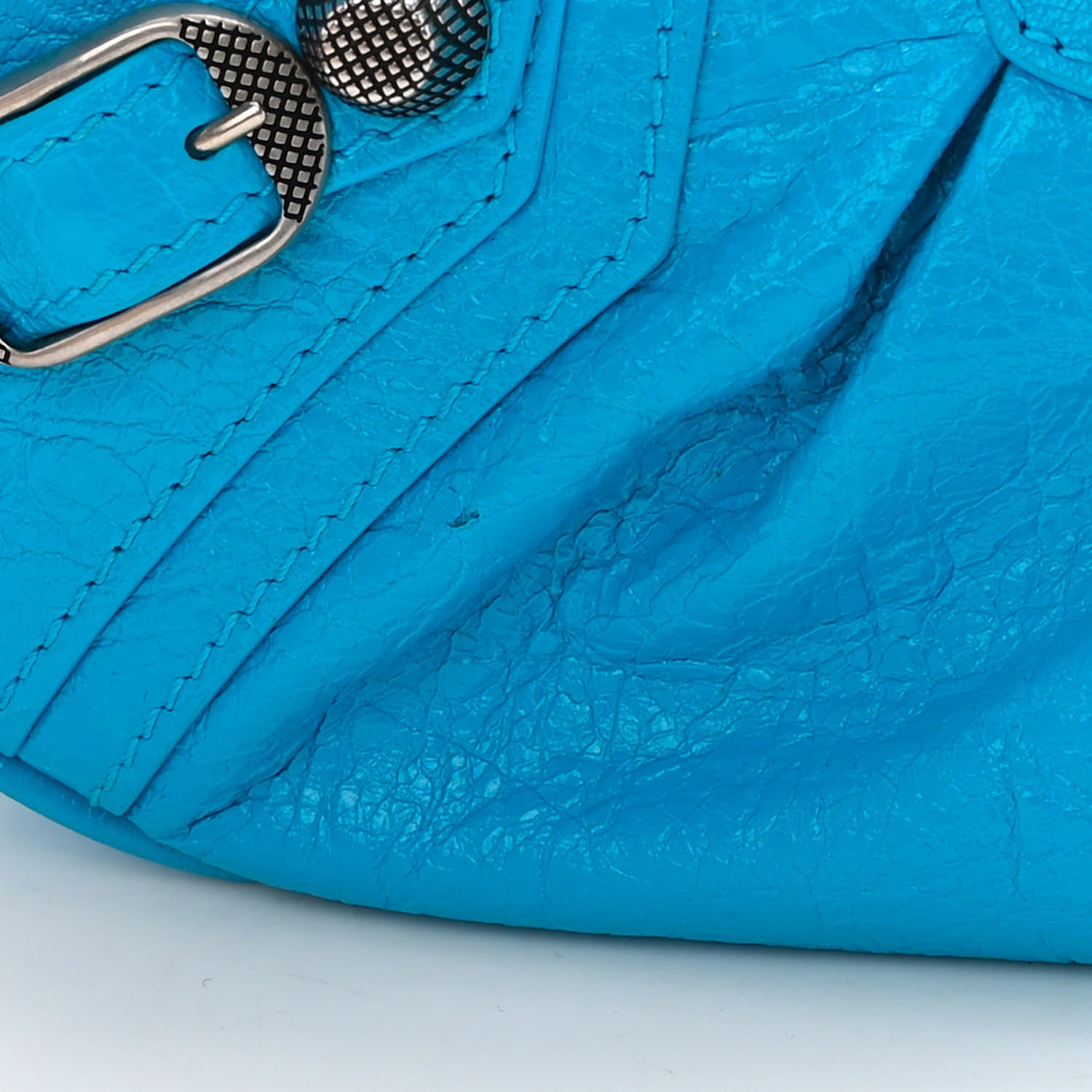 Balenciaga Agneau Arena Le Cagole Shoulder Bag XS Cyan 13 of 14