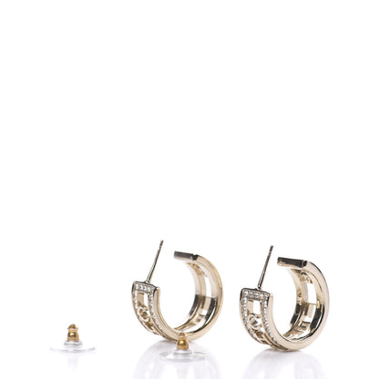 Chanel Metal Crystal Bow-tiful CC Hoop Earrings Gold 4 of 6