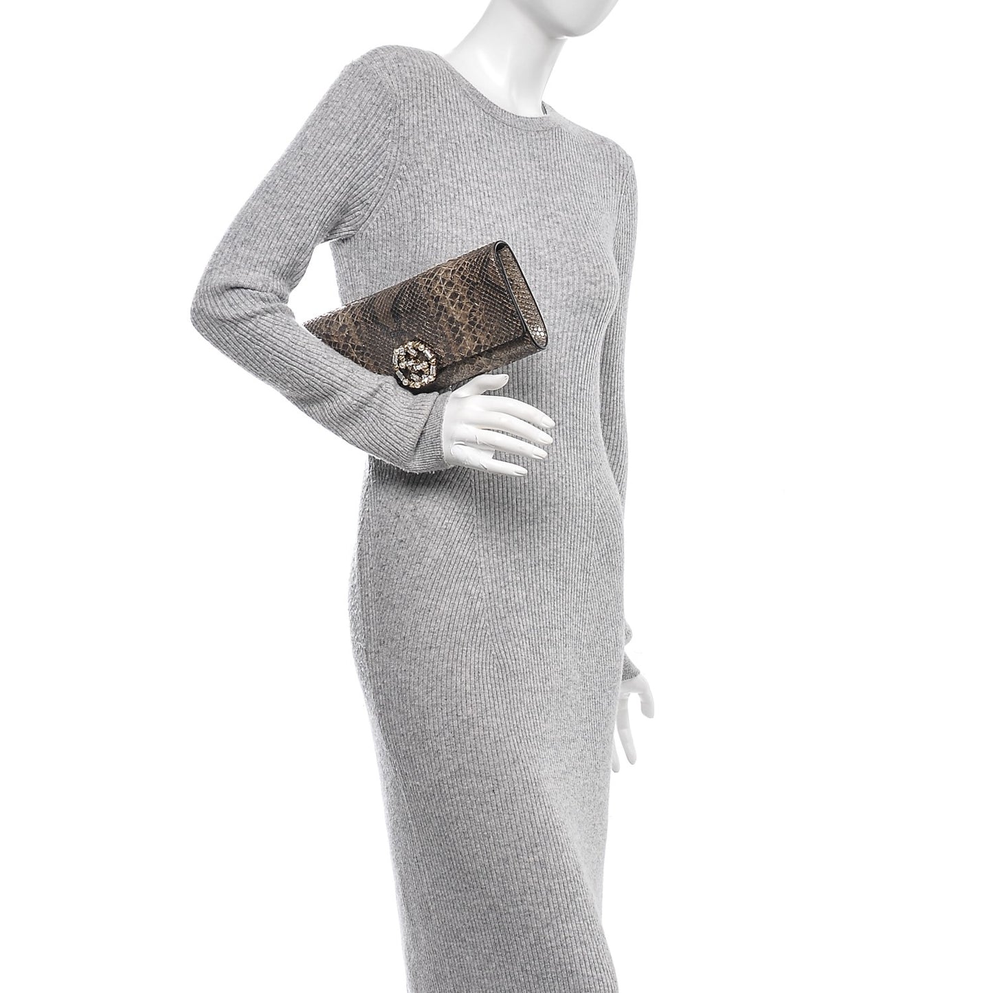 Metallic Python Crystal Pearl Broadway Clutch