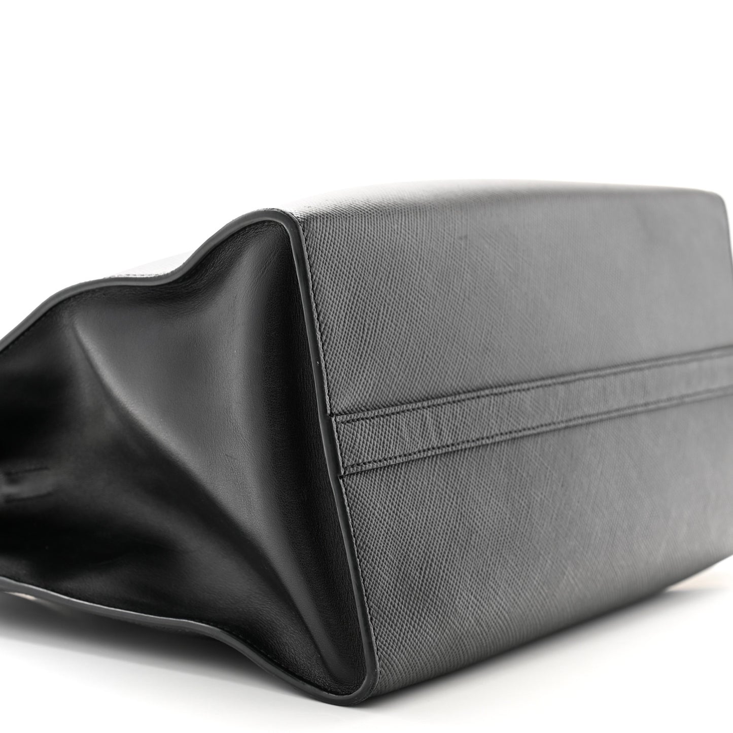 Saffiano Cuir Calfskin Medium Monochrome Top Handle Tote Black