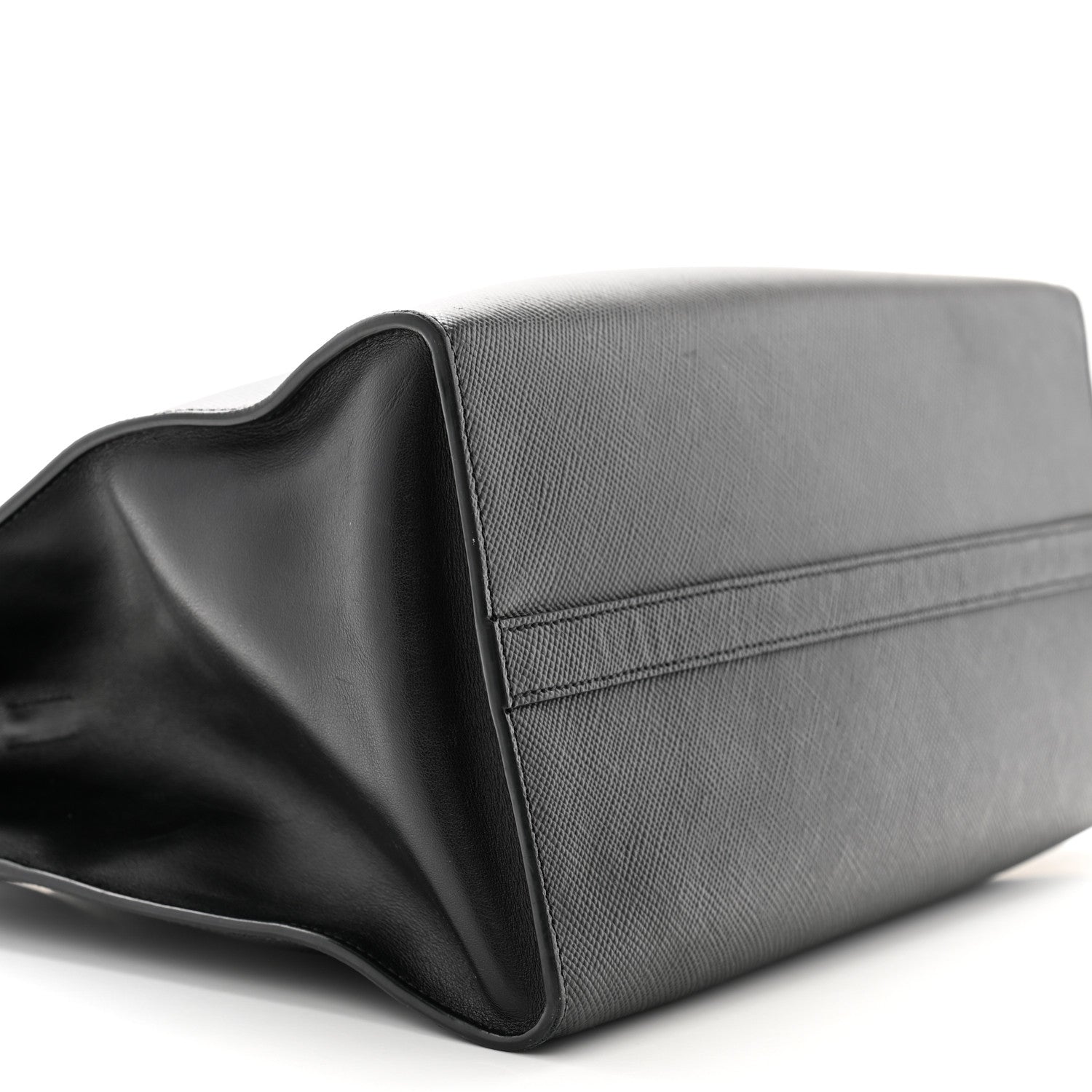 Prada Saffiano Cuir Calfskin Medium Monochrome Top Handle Tote Black 9 of 12