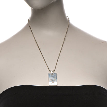 Louis Vuitton Sterling Silver LV Dog Tag Necklace 2 of 9
