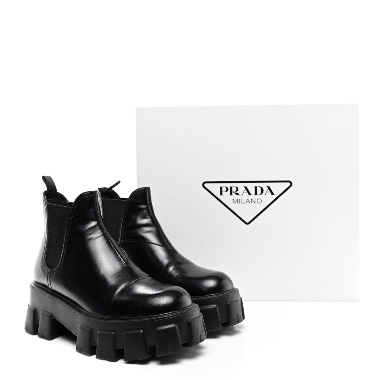 Prada Spazzolato Rois Monolith Chelsea 55mm Ankle Boots 36 Black 12 of 12