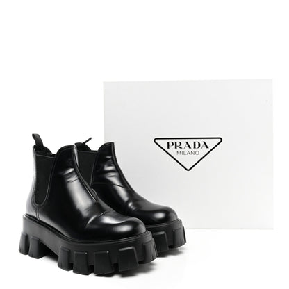 Prada Spazzolato Rois Monolith Chelsea 55mm Ankle Boots 36 Black 12 of 12