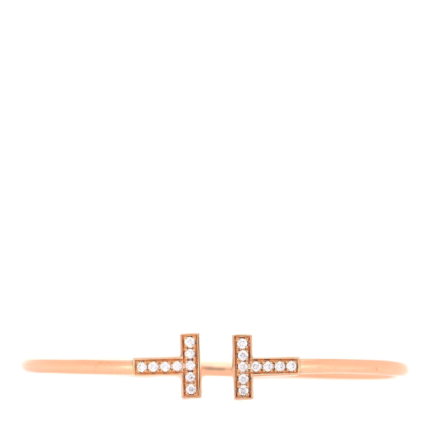 Tiffany 18K Rose Gold Diamond T Wire Bracelet 6 of 6