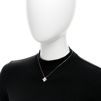 Van Cleef & Arpels 18K White Rose Gold Diamond Guilloche Vintage Alhambra Pendant Necklace 2 of 6