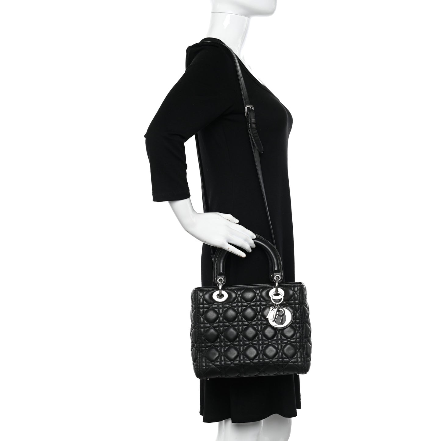 Lambskin Cannage Medium Lady Dior Black