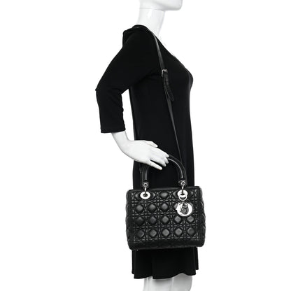 Christian Dior Lambskin Cannage Medium Lady Dior Black 2 of 13