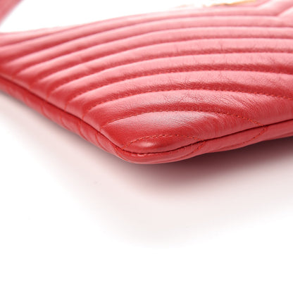 Saint Laurent Calfskin Matelasse Chevron Monogram A5 Wristlet Red 8 of 9