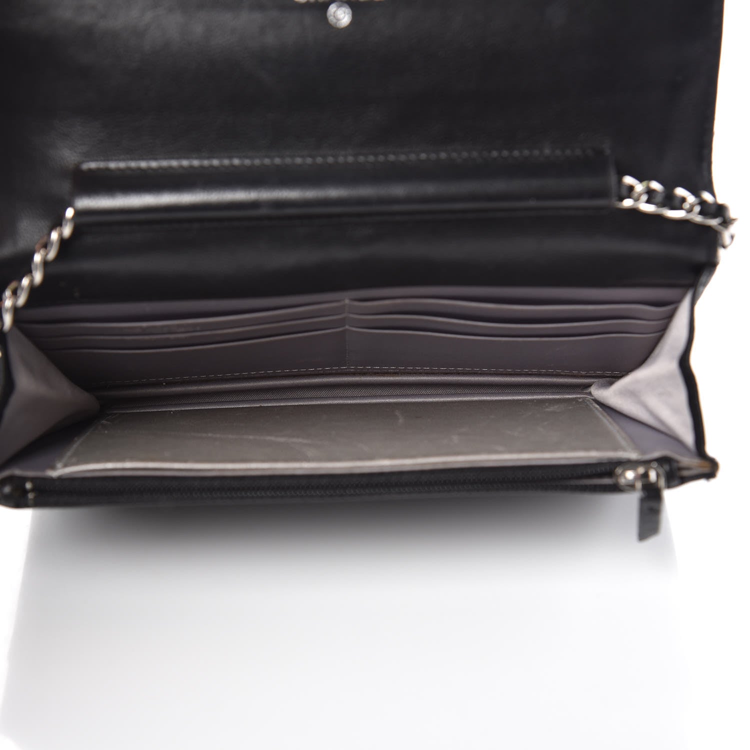 Chanel Lambskin Camellia Embossed Wallet on Chain WOC Black 5 of 16