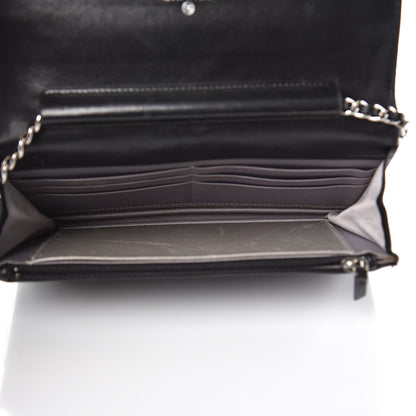 Chanel Lambskin Camellia Embossed Wallet on Chain WOC Black 5 of 16