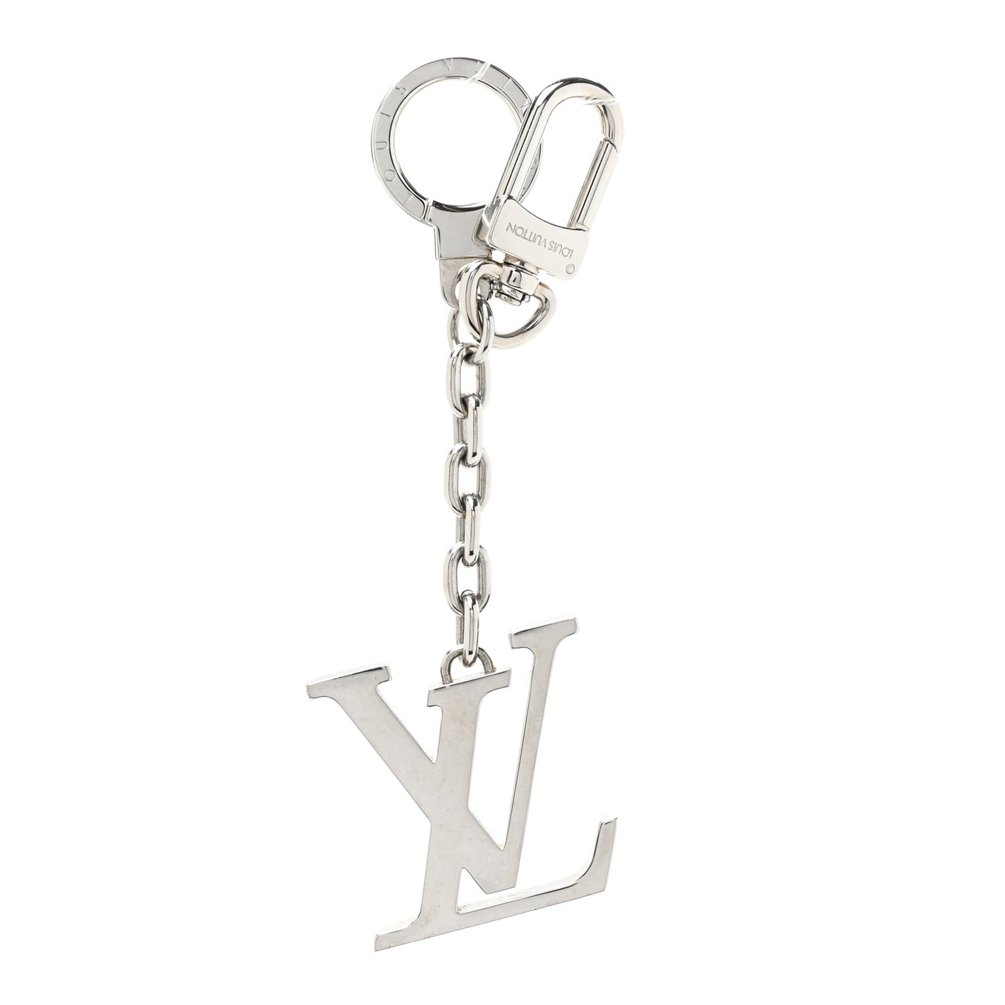 LV Facettes Bag Charm Key Holder Silver