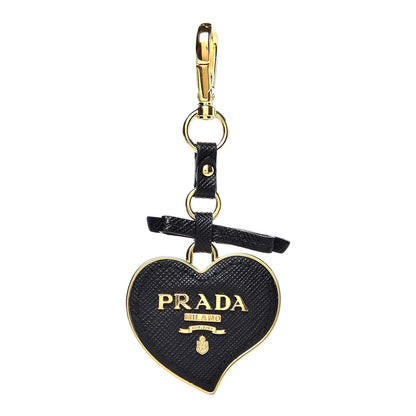 Prada Saffiano Heart Keychain Charm Black 1 of 2