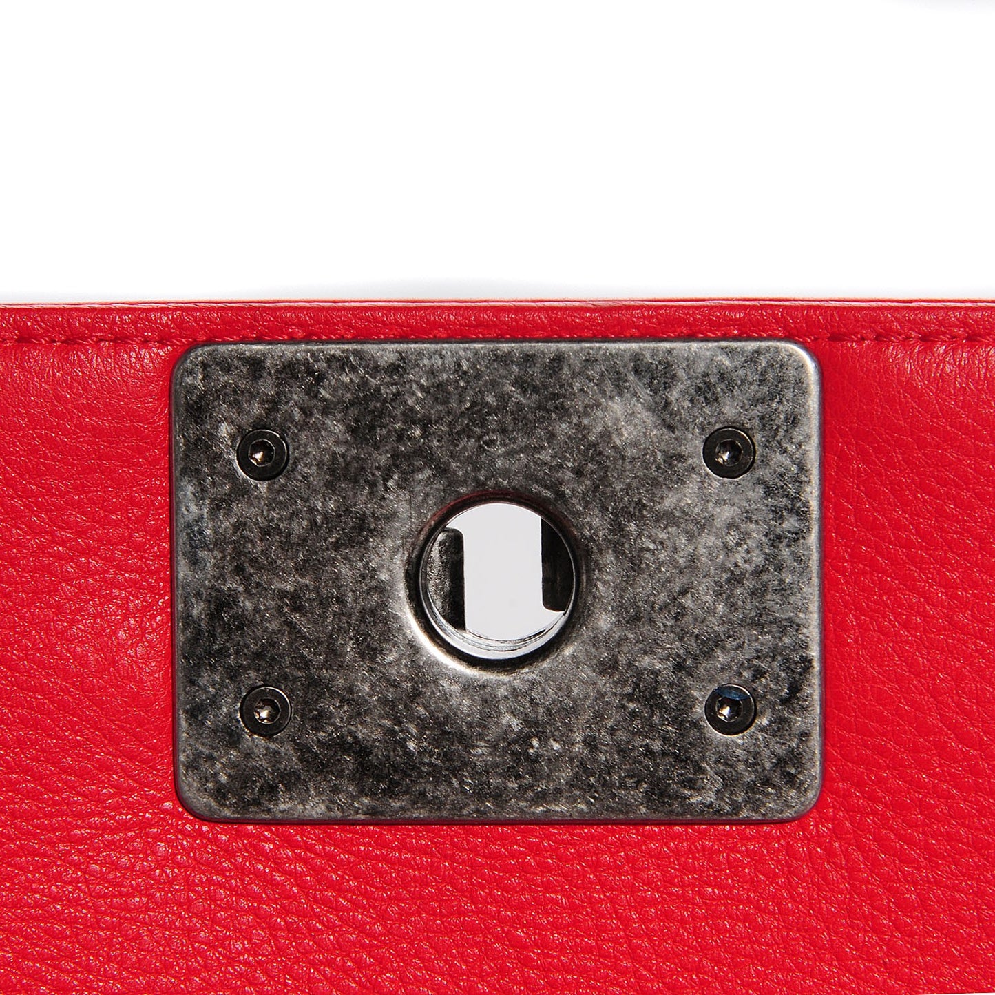 Calfskin Quilted Double Stitch Medium Boy Flap Red