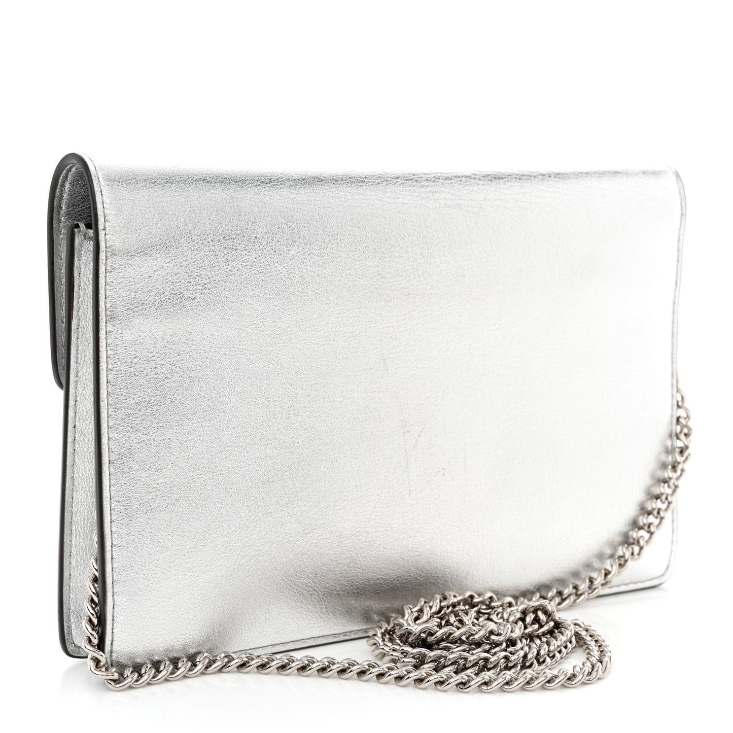 Vitello Catalan Mirror F is Fendi Medium Envelope Wallet on Chain Argento