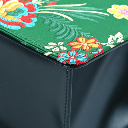 Gucci Jacquard Floral Medium Sylvie Top Handle Bag Green Multicolor Black 9 of 9