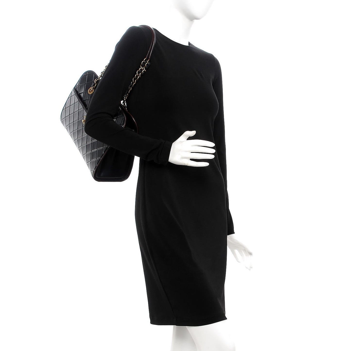 Calfskin Embossed Shopping Tote Black
