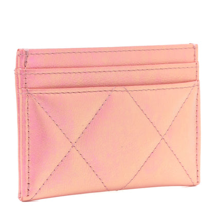Chanel Iridescent Calfskin Quilted Chanel 19 Card Holder Pink 3 of 9