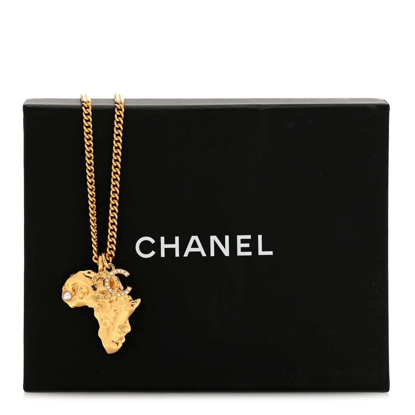 Crystal Pearl CC Africa Pendant Necklace Gold White