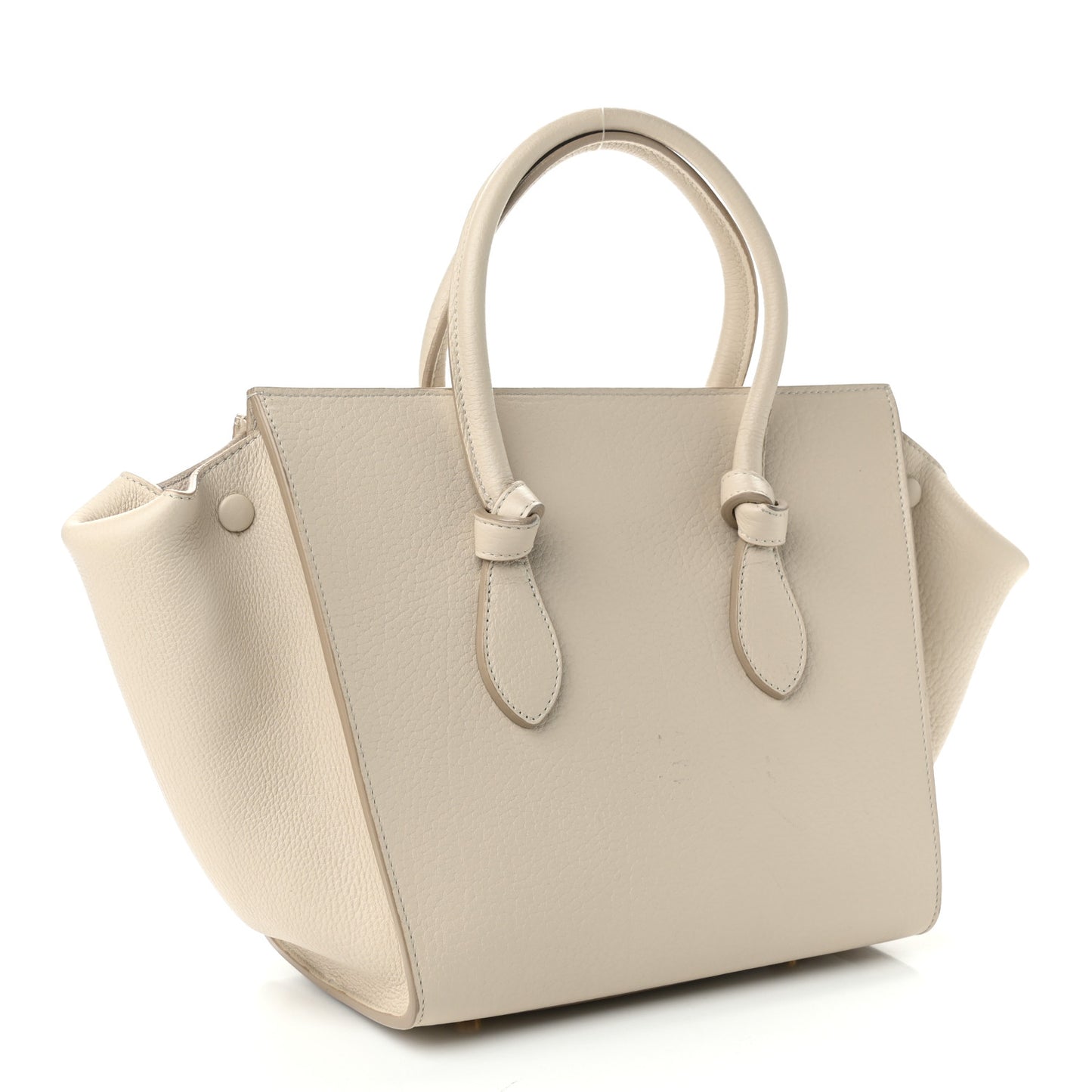 Crisped Calfskin Mini Tie Knot Tote Chalk