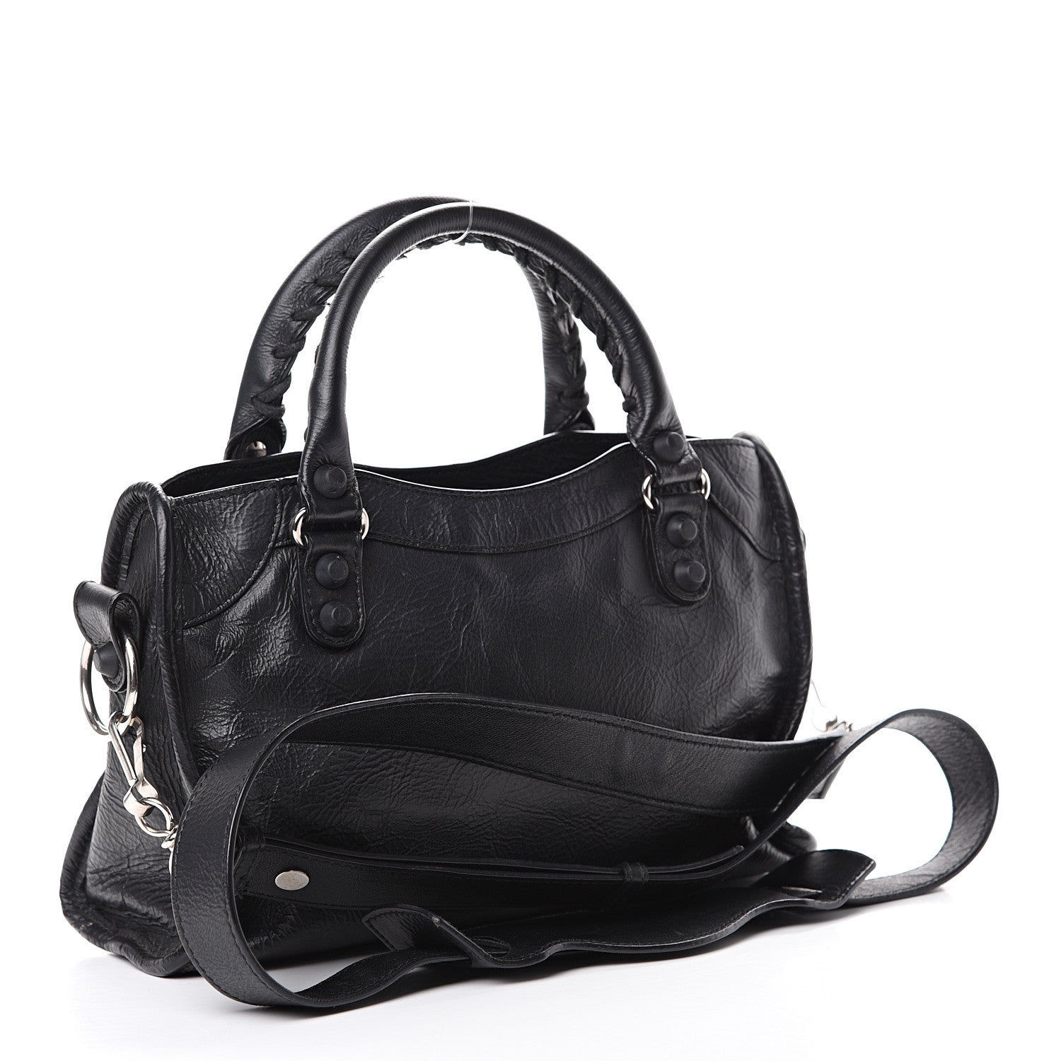 Balenciaga Matte Goatskin Rubber Covered Classic Hardware Mini City Black 2 of 12
