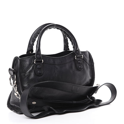 Balenciaga Matte Goatskin Rubber Covered Classic Hardware Mini City Black 2 of 12