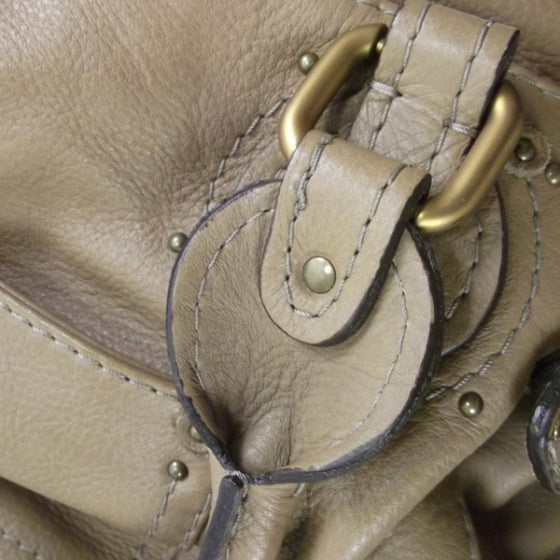 Leather Paddington Large Tote Taupe