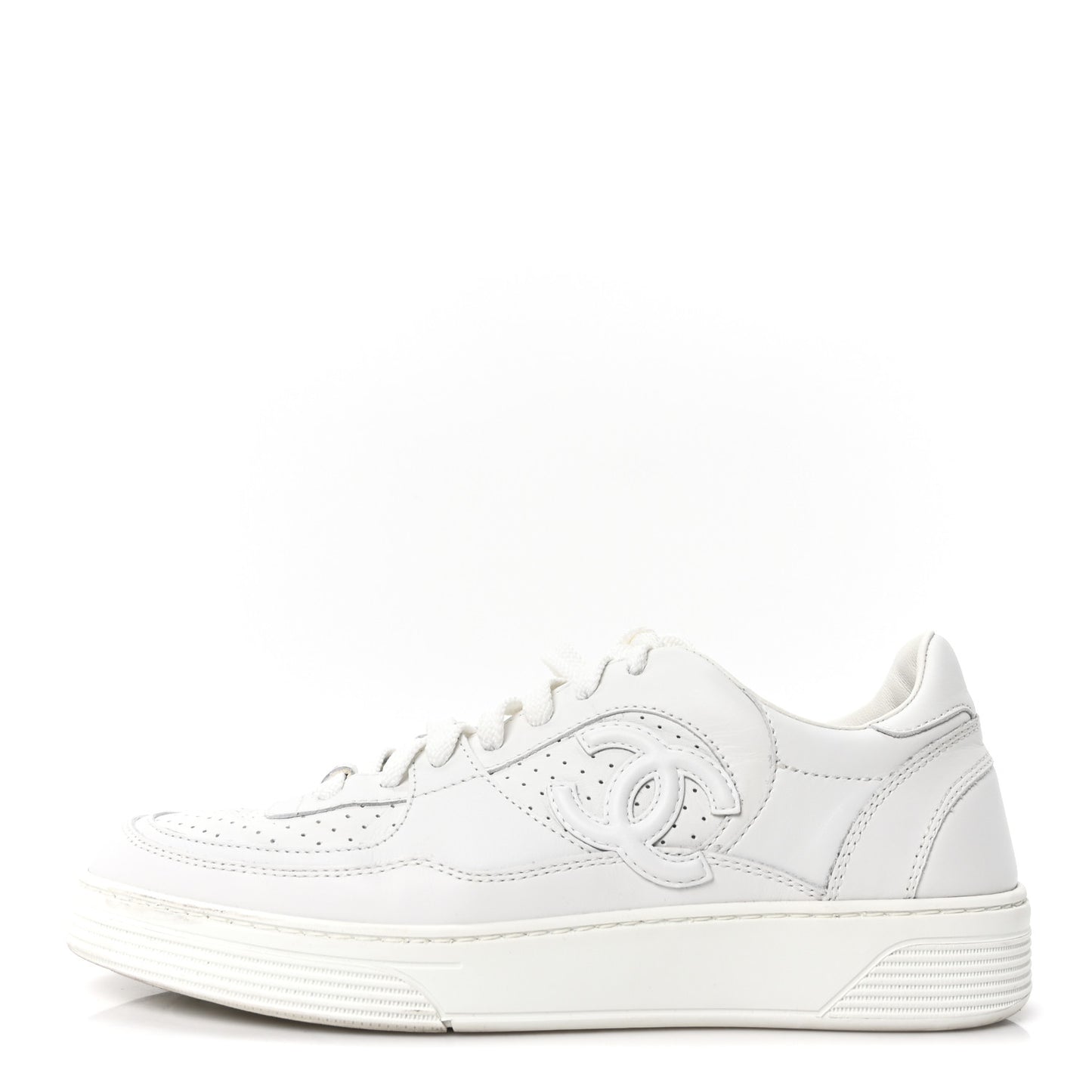 Calfskin CC Womens Sneakers 38 White