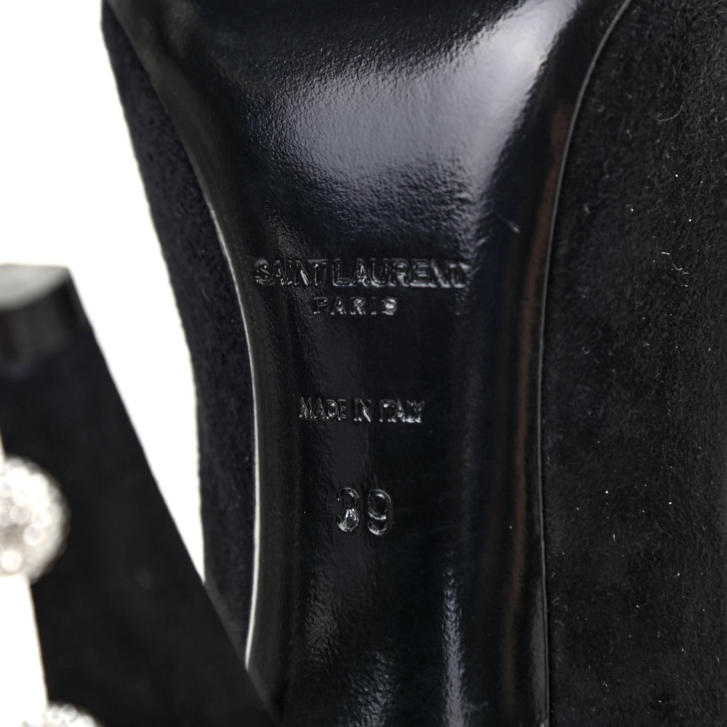 Suede Calfskin Crystal Pumps 39 Black