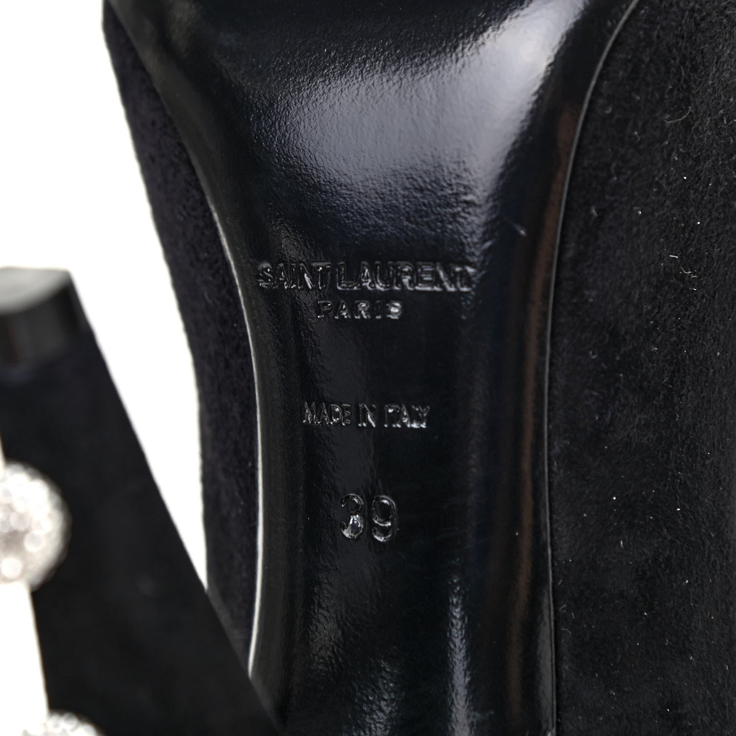 Saint Laurent Suede Calfskin Crystal Pumps 39 Black 7 of 8