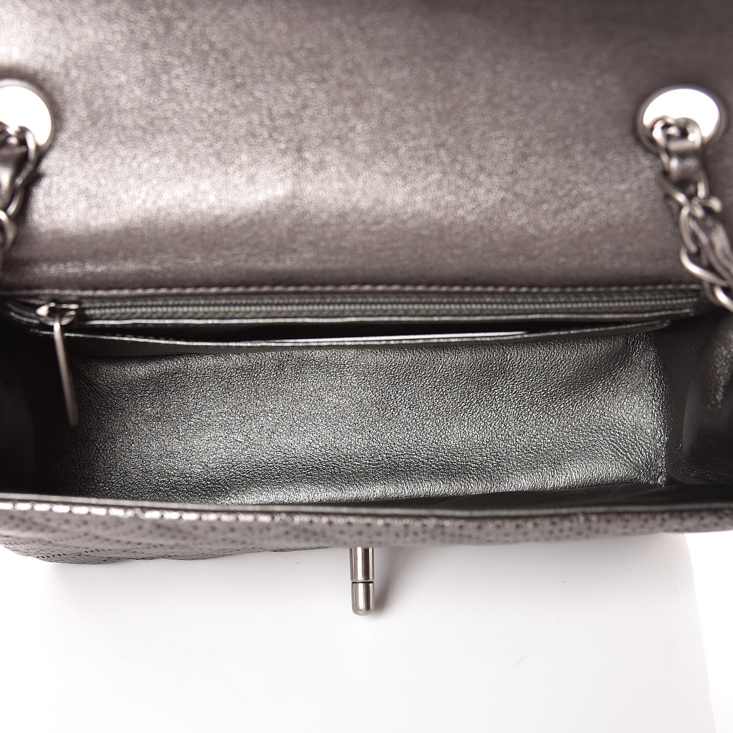 Chanel Metallic Lambskin Perforated Mini Rectangular Flap Grey 7 of 10