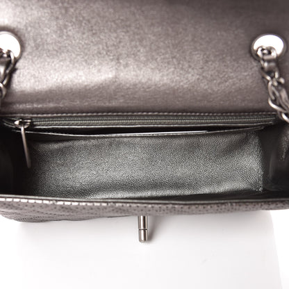 Chanel Metallic Lambskin Perforated Mini Rectangular Flap Grey 7 of 10