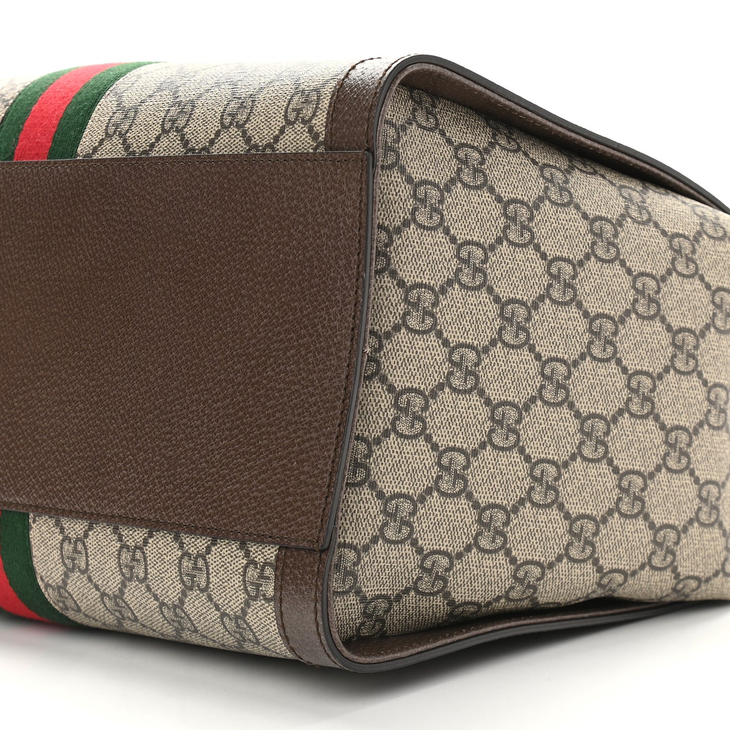 GG Supreme Monogram Web Medium Ophidia Tote Bag Brown