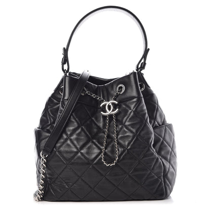 Chanel Lambskin Quilted Small CC Chain Bucket Bag Black 1 of 7