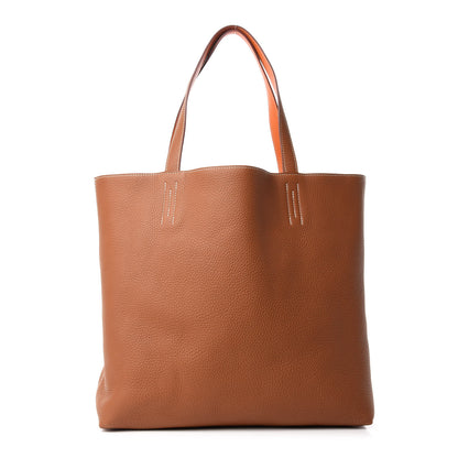 Hermes Taurillon Clemence Double Sens 45 Reversible Tote Orange Gold 2 of 28
