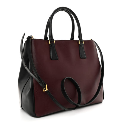 Prada Saffiano Lux Bi-Color Medium Tote Red Black 3 of 14