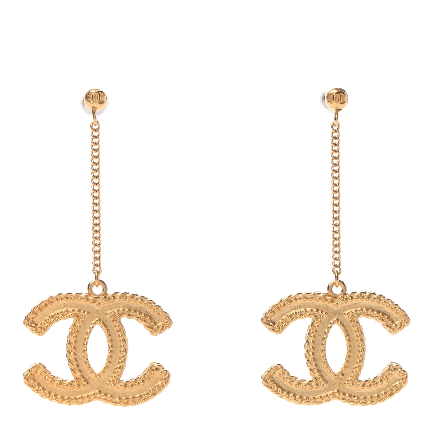 CC Drop Earrings Matte Gold