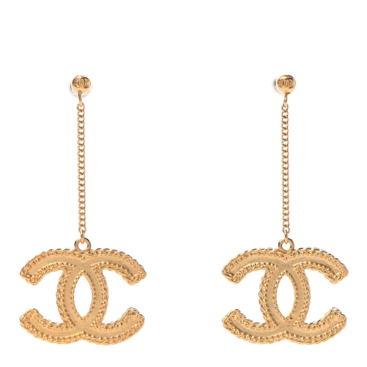 Chanel CC Drop Earrings Matte Gold 1 of 4