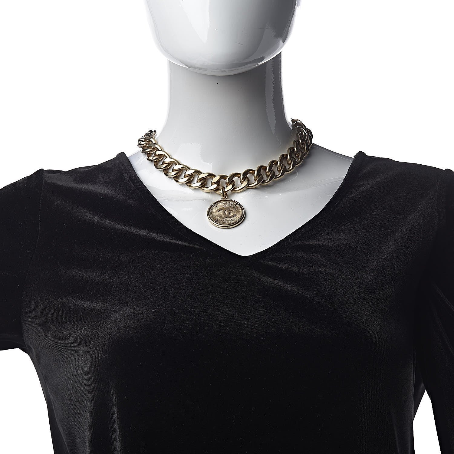 Chanel Medallion CC Chain Short Necklace Light Gold 2 of 5
